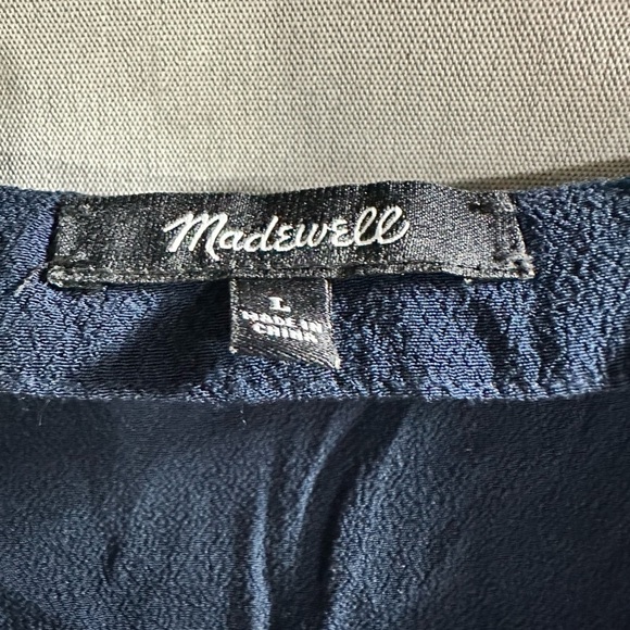 Madewell Navy Blue Novel Shift V Neck Dress‎ Viscose Everyday  Simple Core L - Picture 3 of 6